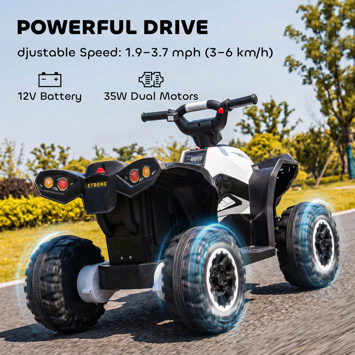 Kids 4 Wheeler Quad with Music, Headlights, High & Low Speed, Kids ATV for 3-5 Years Old Boys & Girl-Toys & Games > Baby & Toddler Toys > Electric Ride-On Toys > Electric Toy Cars-DECOROLALA