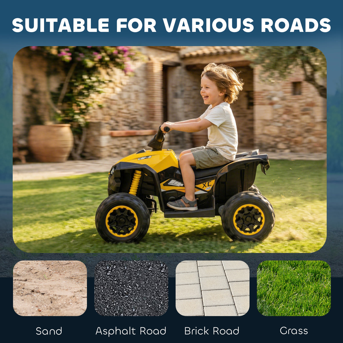 Kids 4 Wheeler Quad with Music, Headlights, High & Low Speed, Kids ATV for 3-5 Years Old Boys & Girl-Toys & Games > Baby & Toddler Toys > Electric Ride-On Toys > Electric Toy Cars-DECOROLALA