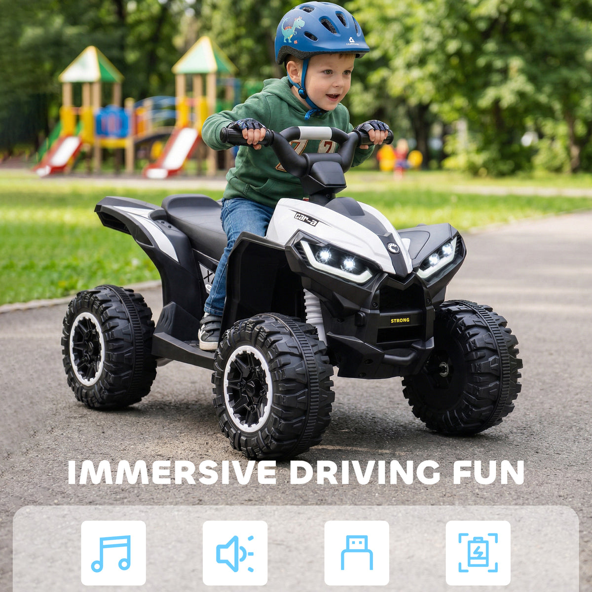 Kids 4 Wheeler Quad with Music, Headlights, High & Low Speed, Kids ATV for 3-5 Years Old Boys & Girl-Toys & Games > Baby & Toddler Toys > Electric Ride-On Toys > Electric Toy Cars-DECOROLALA