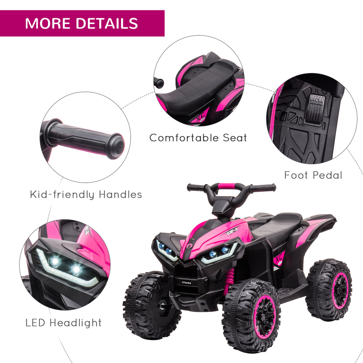 Kids 4 Wheeler Quad with Music, Headlights, High & Low Speed, Kids ATV for 3-5 Years Old Boys & Girl-Toys & Games > Baby & Toddler Toys > Electric Ride-On Toys > Electric Toy Cars-DECOROLALA
