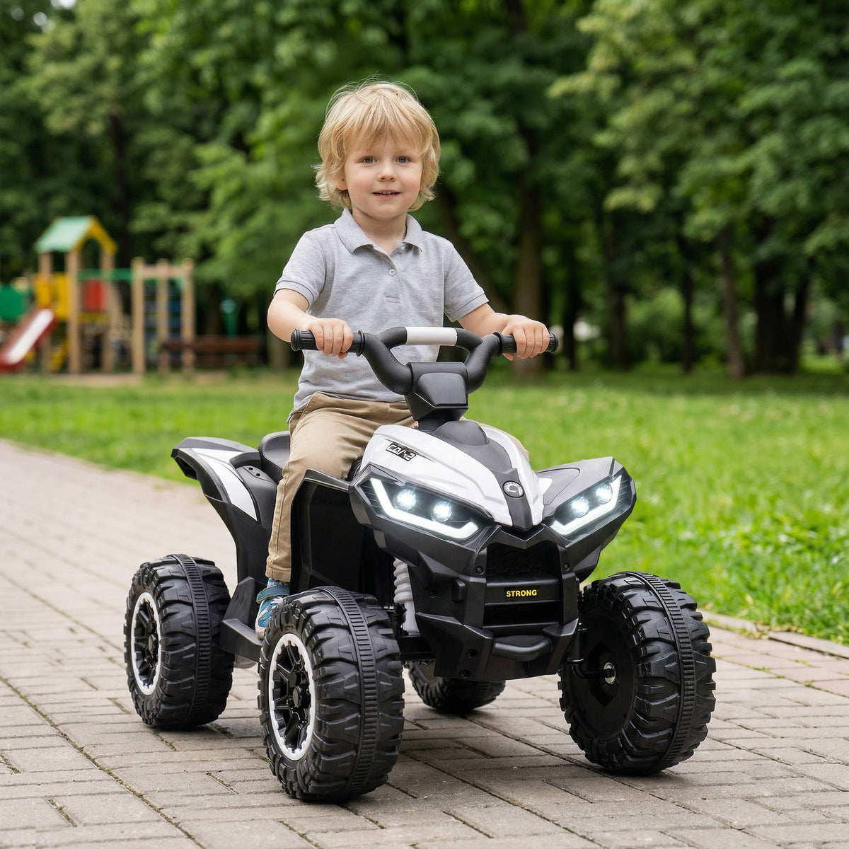 Kids 4 Wheeler Quad with Music, Headlights, High & Low Speed, Kids ATV for 3-5 Years Old Boys & Girl-Toys & Games > Baby & Toddler Toys > Electric Ride-On Toys > Electric Toy Cars-DECOROLALA
