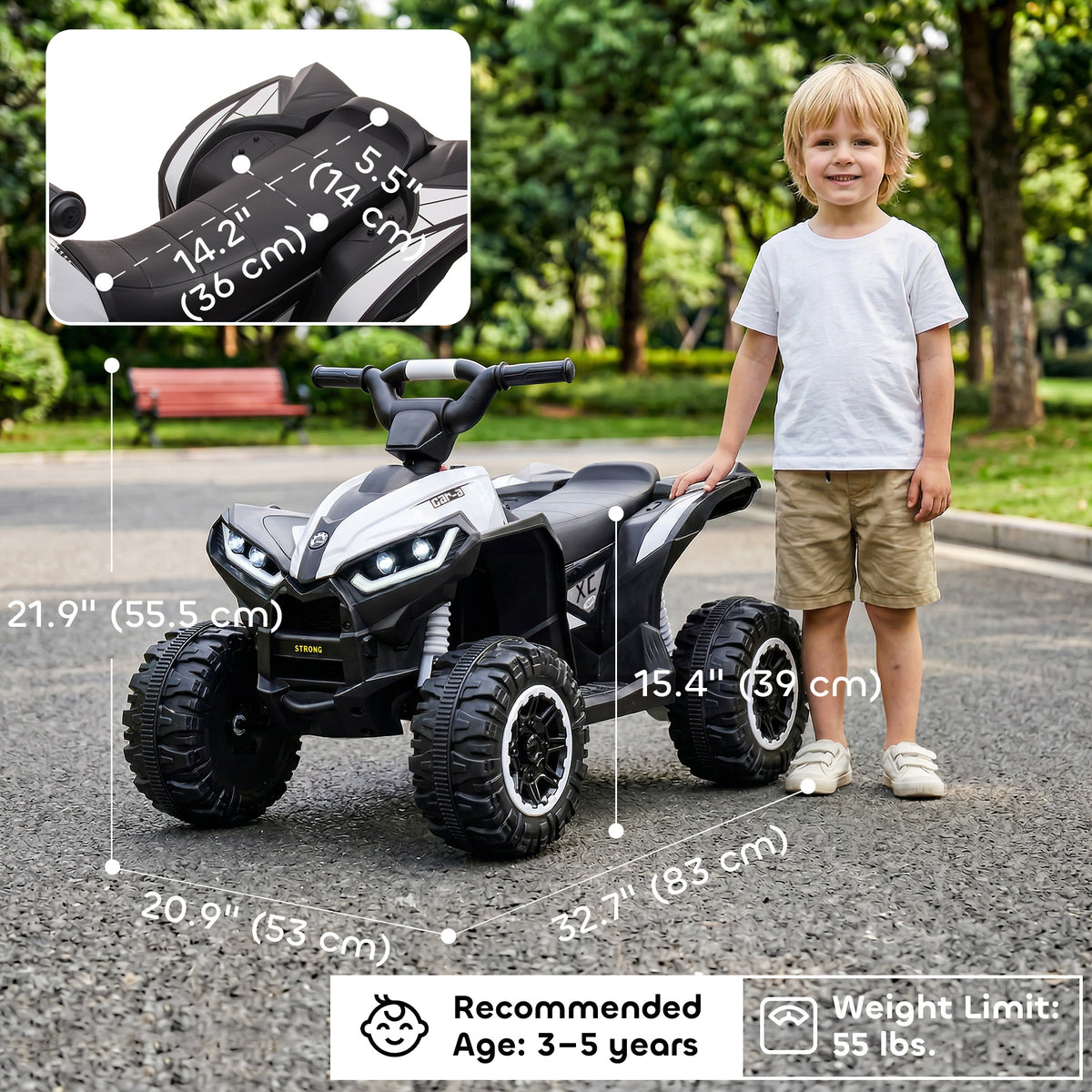 Kids 4 Wheeler Quad with Music, Headlights, High & Low Speed, Kids ATV for 3-5 Years Old Boys & Girl-Toys & Games > Baby & Toddler Toys > Electric Ride-On Toys > Electric Toy Cars-DECOROLALA