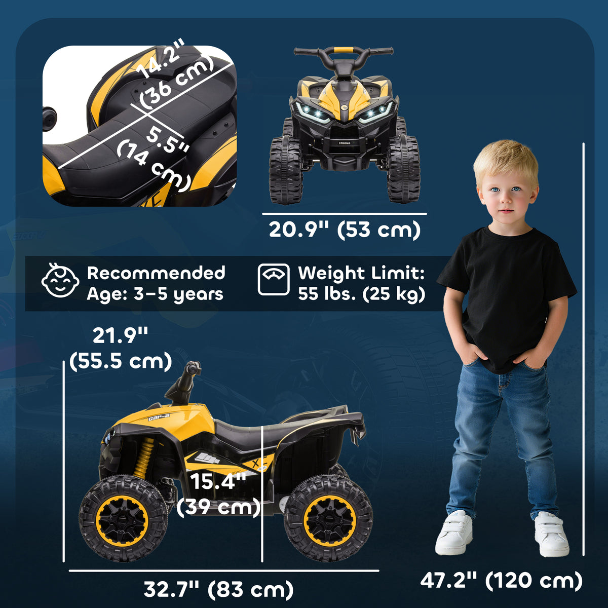 Kids 4 Wheeler Quad with Music, Headlights, High & Low Speed, Kids ATV for 3-5 Years Old Boys & Girl-Toys & Games > Baby & Toddler Toys > Electric Ride-On Toys > Electric Toy Cars-DECOROLALA