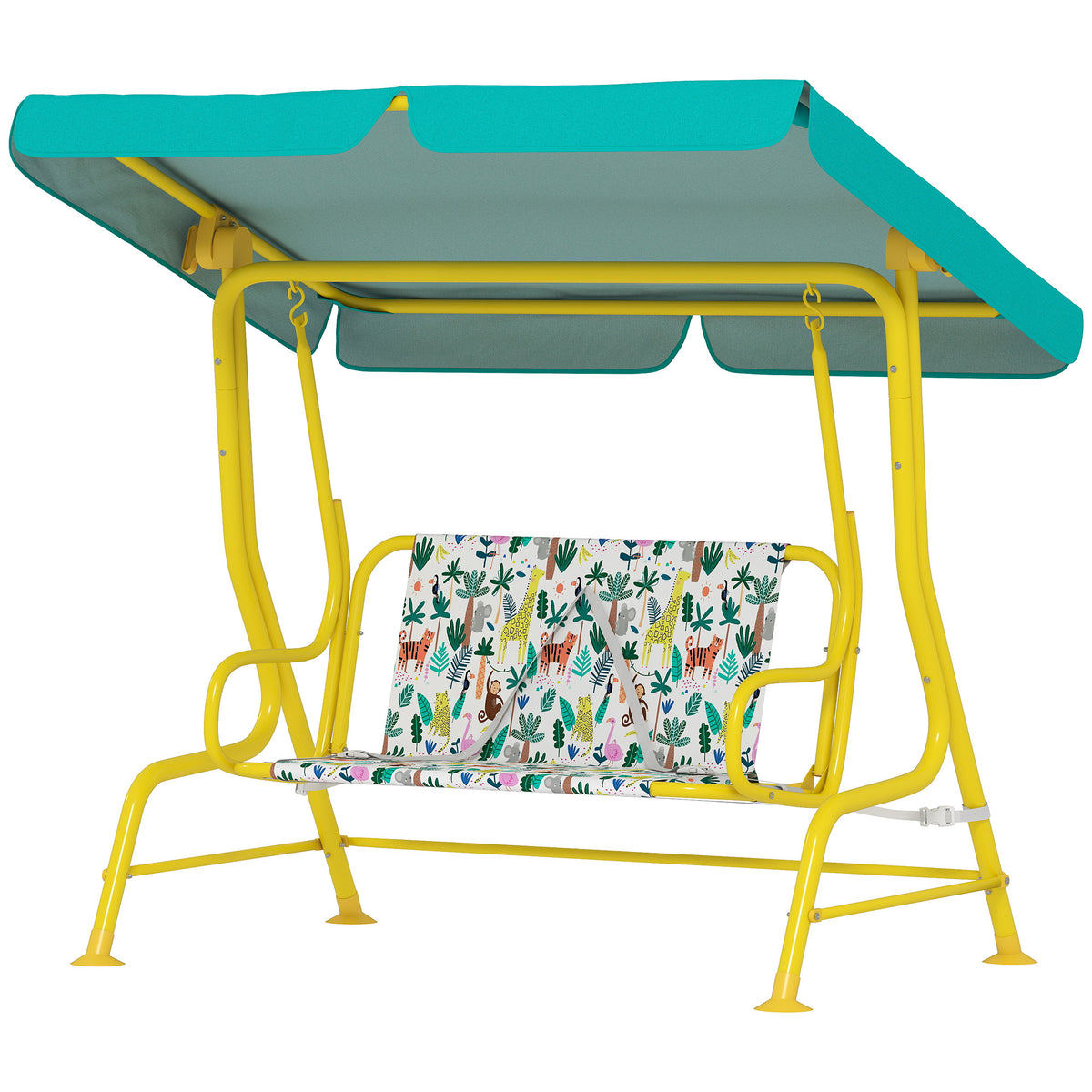 Kids Porch Swing, 2-Seater Patio Swing Bench with Safety Belts, Adjustable Canopy for Backyard, Garden, Green-Toys & Games > Kids Outdoor Play > Gym Sets & Swings-DECOROLALA