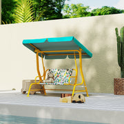 Kids Porch Swing, 2-Seater Patio Swing Bench with Safety Belts, Adjustable Canopy for Backyard, Garden, Green-Toys & Games > Kids Outdoor Play > Gym Sets & Swings-DECOROLALA