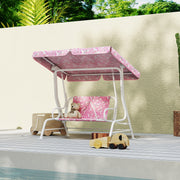 Kids Porch Swing, 2-Seater Patio Swing Bench with Safety Belts, Adjustable Canopy for Backyard, Garden, Pink-Toys & Games > Kids Outdoor Play > Gym Sets & Swings-DECOROLALA