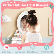Kids 2-in-1 Princess Makeup Table and Chair Set with Removable Mirror-White-Kids Vanities-DECOROLALA