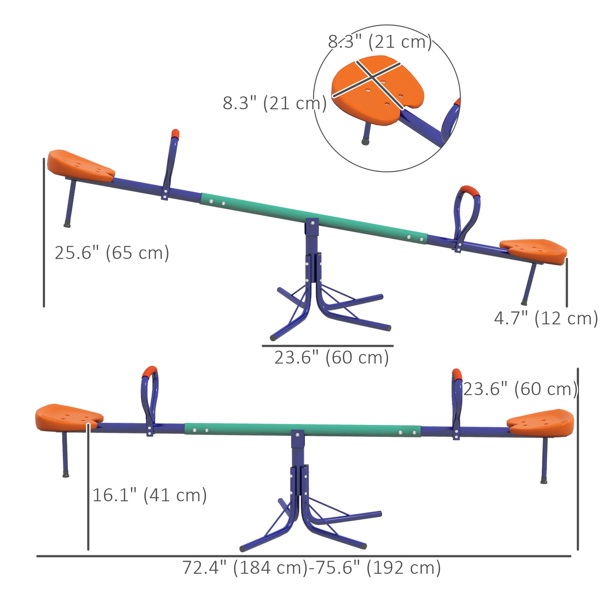 Kids Seesaw Swivel with 360 Degrees Rotating, Outdoor Playground Equipment for Backyard, Playground, Multicoloured-Toys & Games > Kids Outdoor Play > Gym Sets & Swings-DECOROLALA