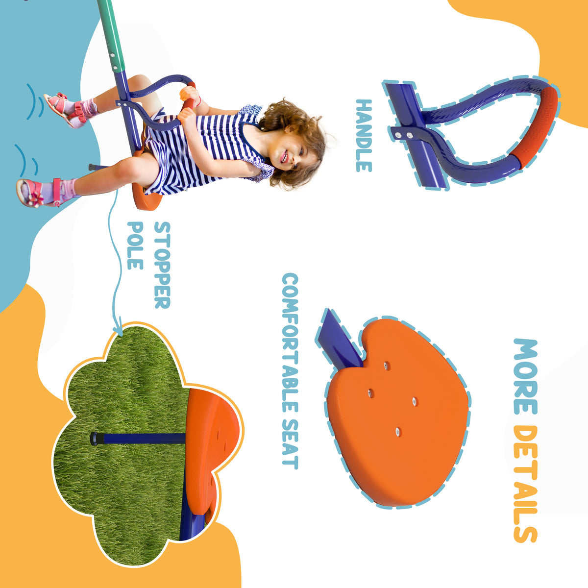 Kids Seesaw Swivel with 360 Degrees Rotating, Outdoor Playground Equipment for Backyard, Playground, Multicoloured-Toys & Games > Kids Outdoor Play > Gym Sets & Swings-DECOROLALA