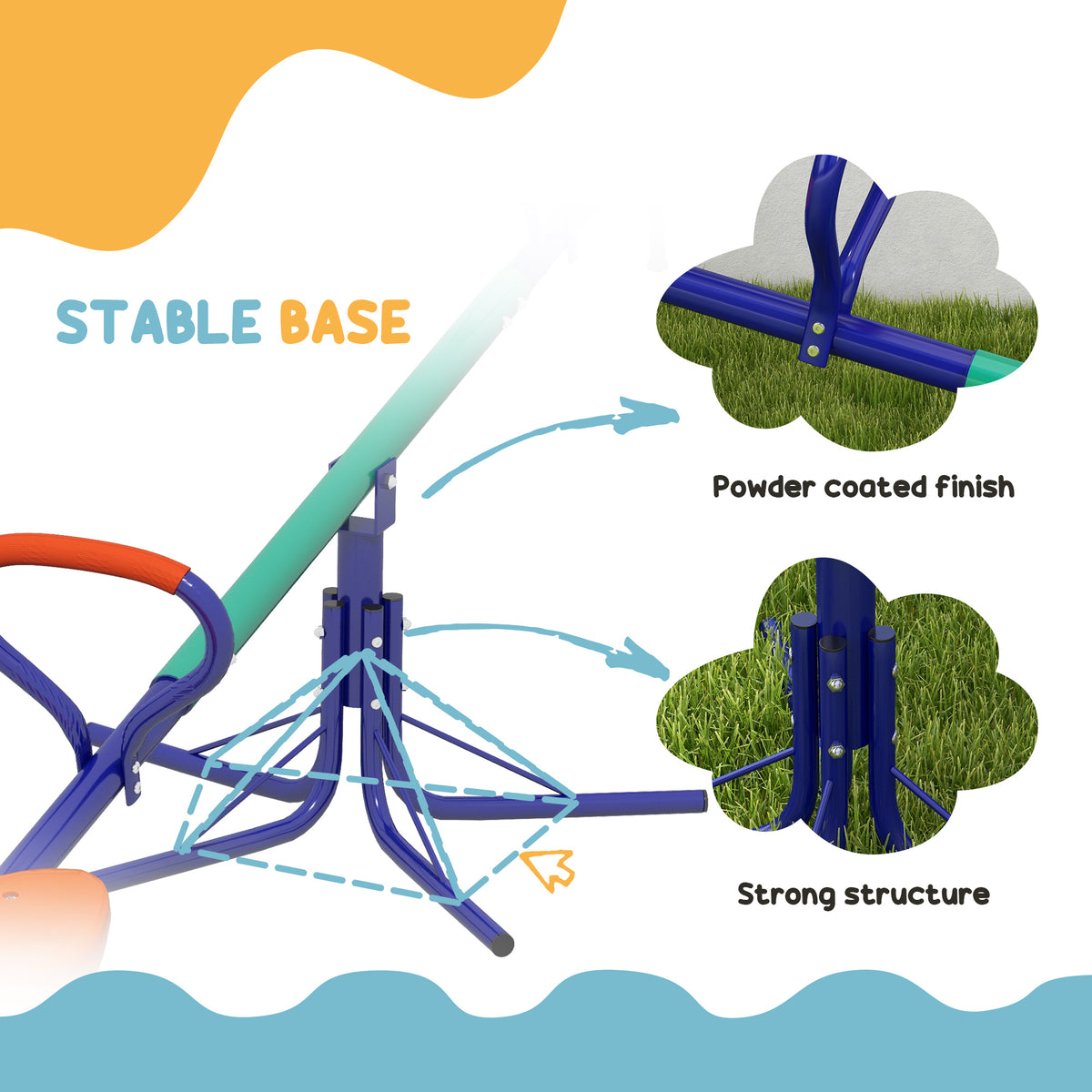 Kids Seesaw Swivel with 360 Degrees Rotating, Outdoor Playground Equipment for Backyard, Playground, Multicoloured-Toys & Games > Kids Outdoor Play > Gym Sets & Swings-DECOROLALA