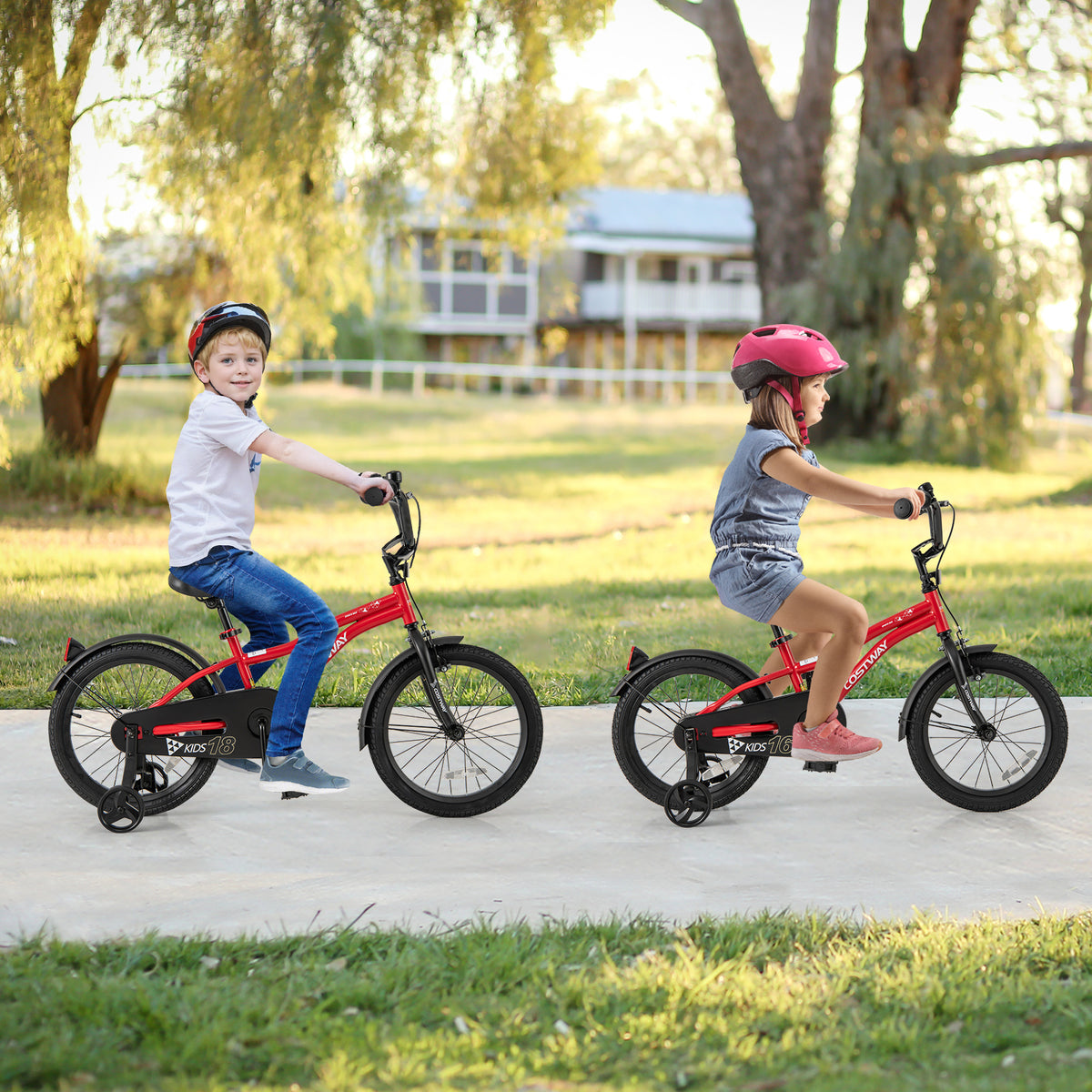 Kids Adjustable Bicycle with Training Wheels, Bell, and Reflectors-Kids Bike-DECOROLALA