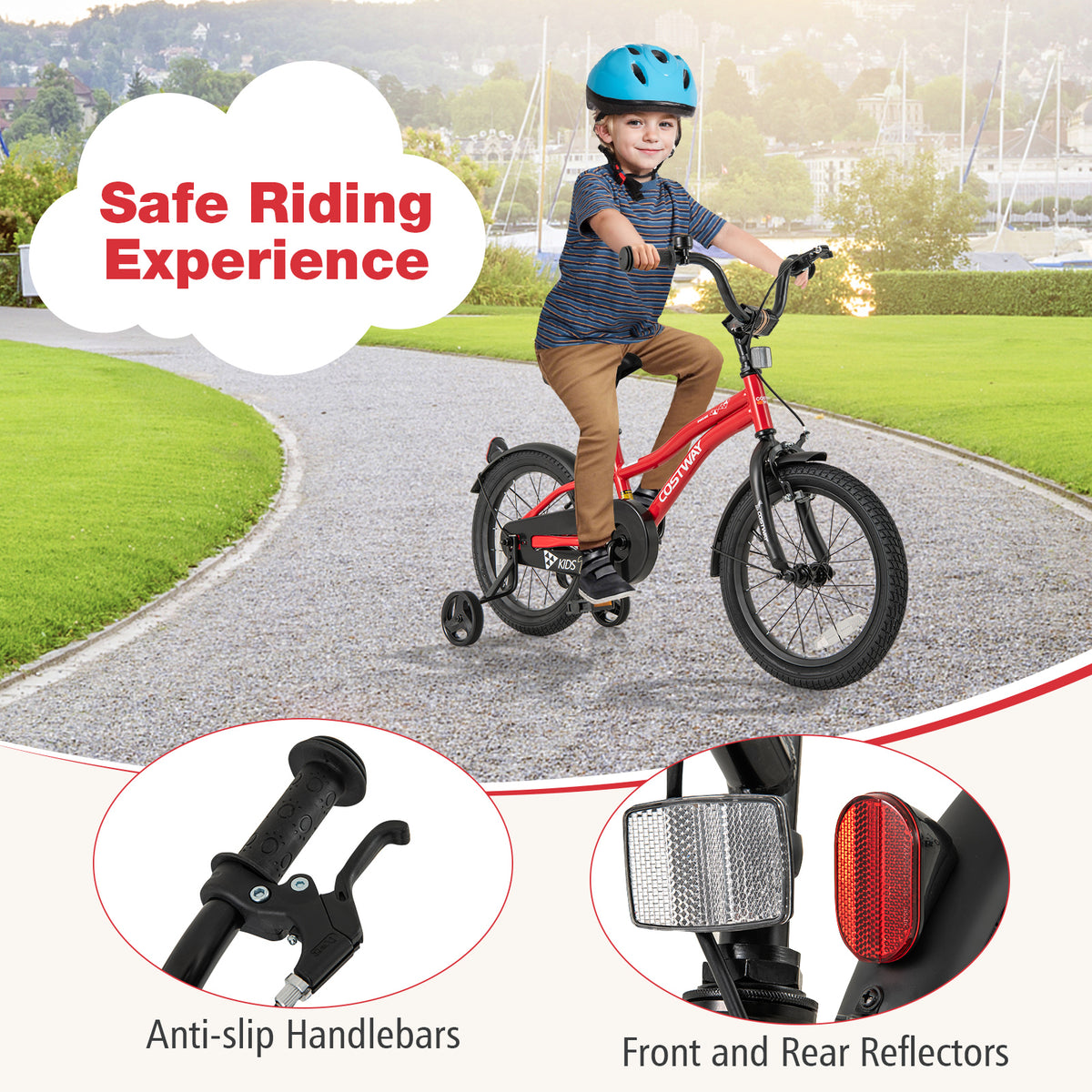 Kids Adjustable Bicycle with Training Wheels, Bell, and Reflectors-Kids Bike-DECOROLALA