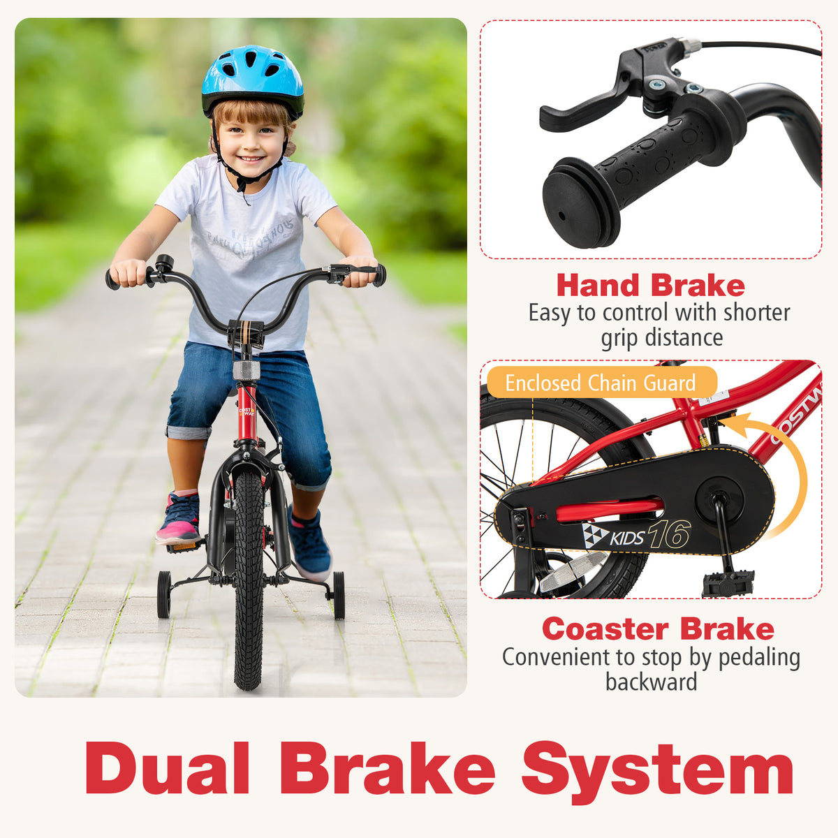 Kids Adjustable Bicycle with Training Wheels, Bell, and Reflectors-Kids Bike-DECOROLALA