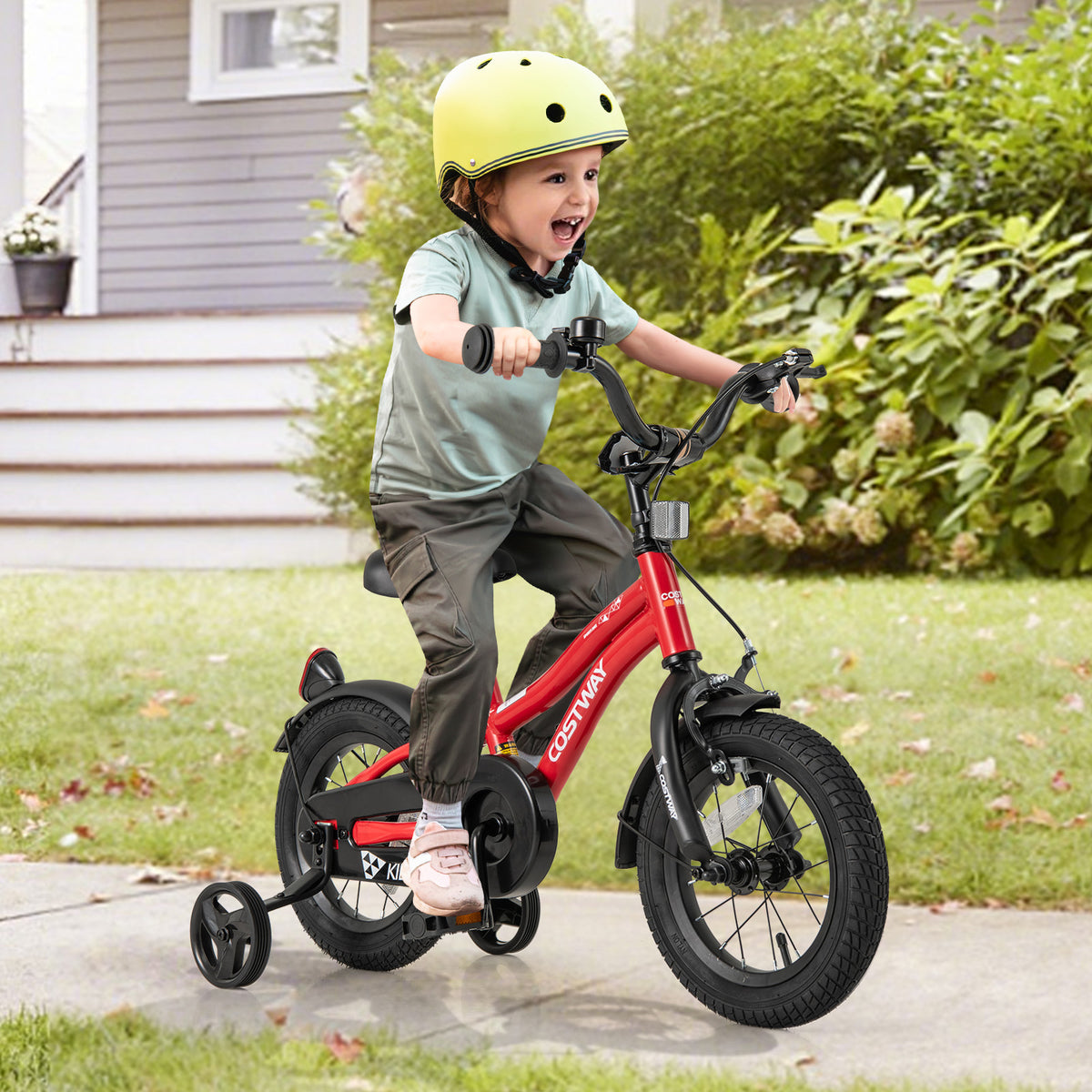 Kids Adjustable Bicycle with Training Wheels, Bell, and Reflectors-Kids Bike-DECOROLALA