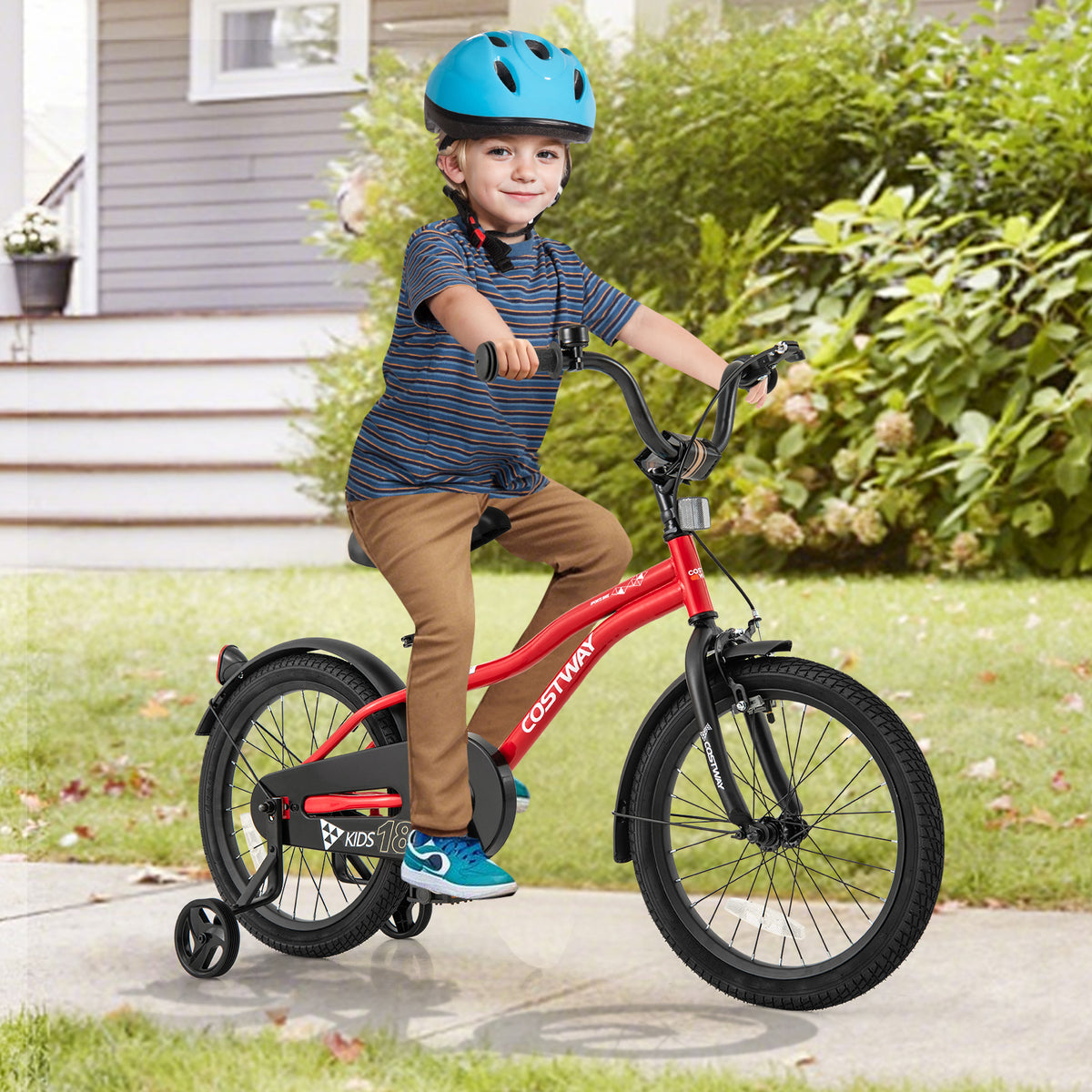 Kids Adjustable Bicycle with Training Wheels, Bell, and Reflectors-Kids Bike-DECOROLALA