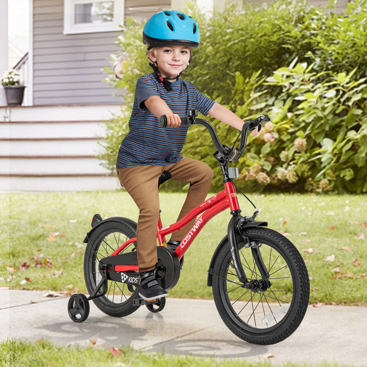 Kids Adjustable Bicycle with Training Wheels, Bell, and Reflectors-Kids Bike-DECOROLALA