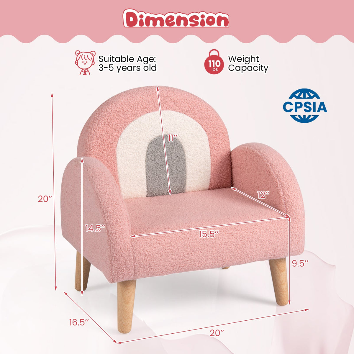 Kids Armchair with Comfy Backrest and Armrests-Pink-Kids Chairs-DECOROLALA