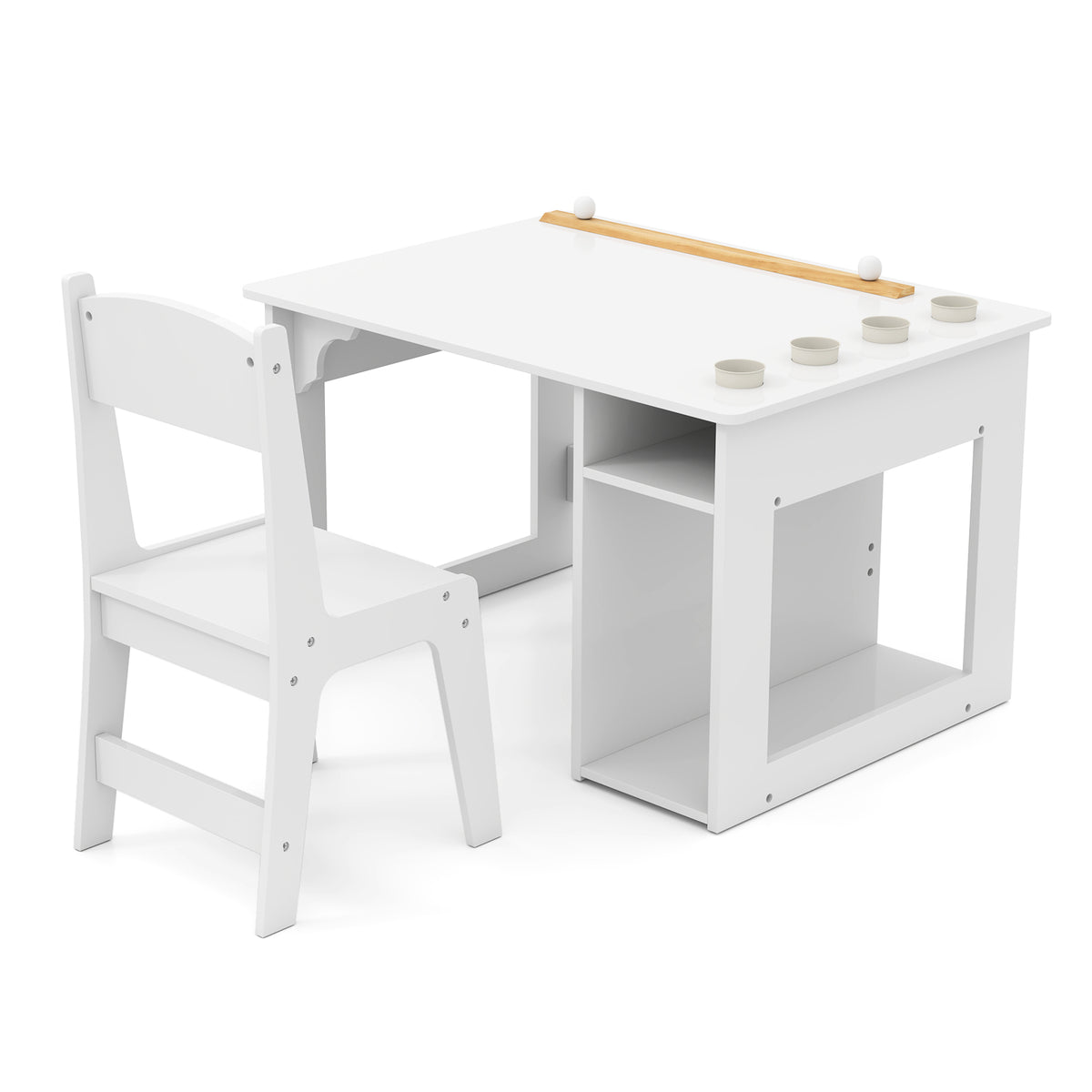 Kids Art Table and Chair Set Toddler Craft Drawing Desk-White-Kids Tables & Chair Sets-DECOROLALA