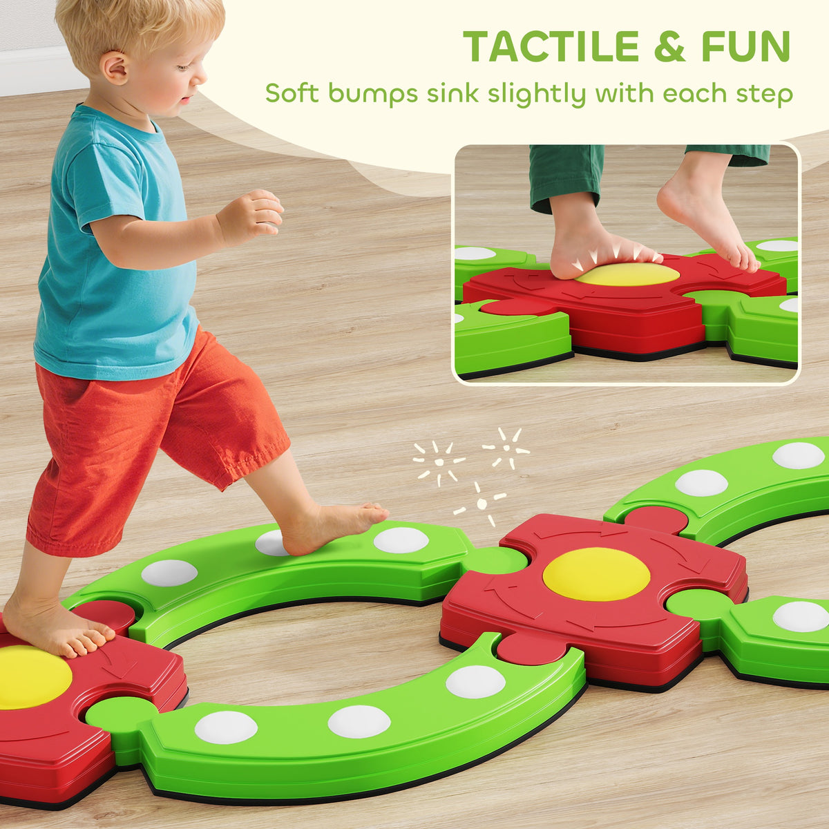 Kids Balance Beam Stepping Stones with Non-slip Surface for Kids 3-8, Build Coordination and Gross Motor Skills, Green-Toys & Games > Baby & Toddler Toys > Kids Gym & Playmats-DECOROLALA