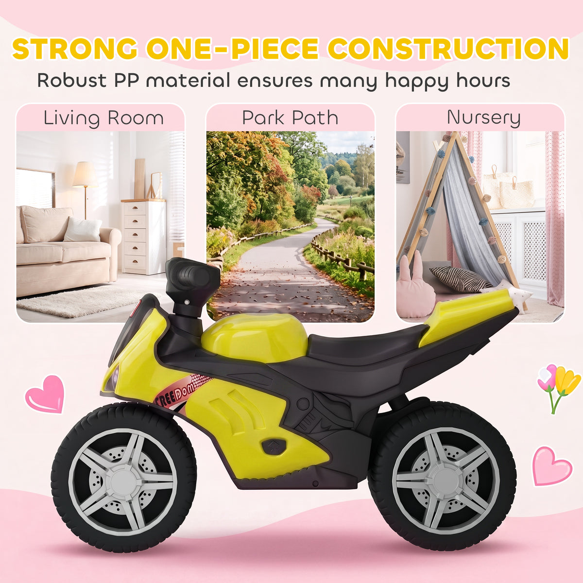 Balance Bike with Music and Wide Tires Baby Balance Bike for Toddlers 1-3 Years-Toys & Games > Baby & Toddler Toys > Riding & Rocking Toys-DECOROLALA