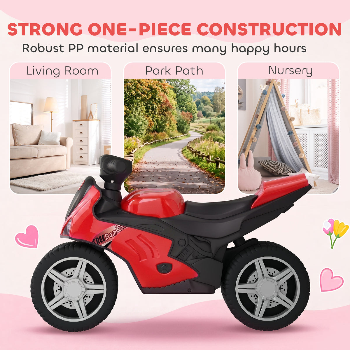 Balance Bike with Music and Wide Tires Baby Balance Bike for Toddlers 1-3 Years-Toys & Games > Baby & Toddler Toys > Riding & Rocking Toys-DECOROLALA
