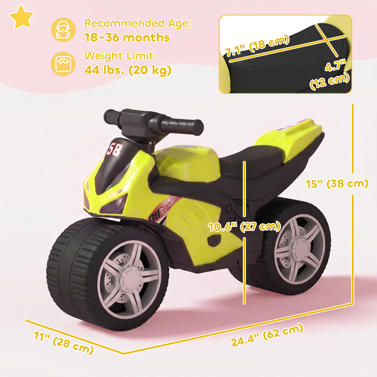 Balance Bike with Music and Wide Tires Baby Balance Bike for Toddlers 1-3 Years-Toys & Games > Baby & Toddler Toys > Riding & Rocking Toys-DECOROLALA