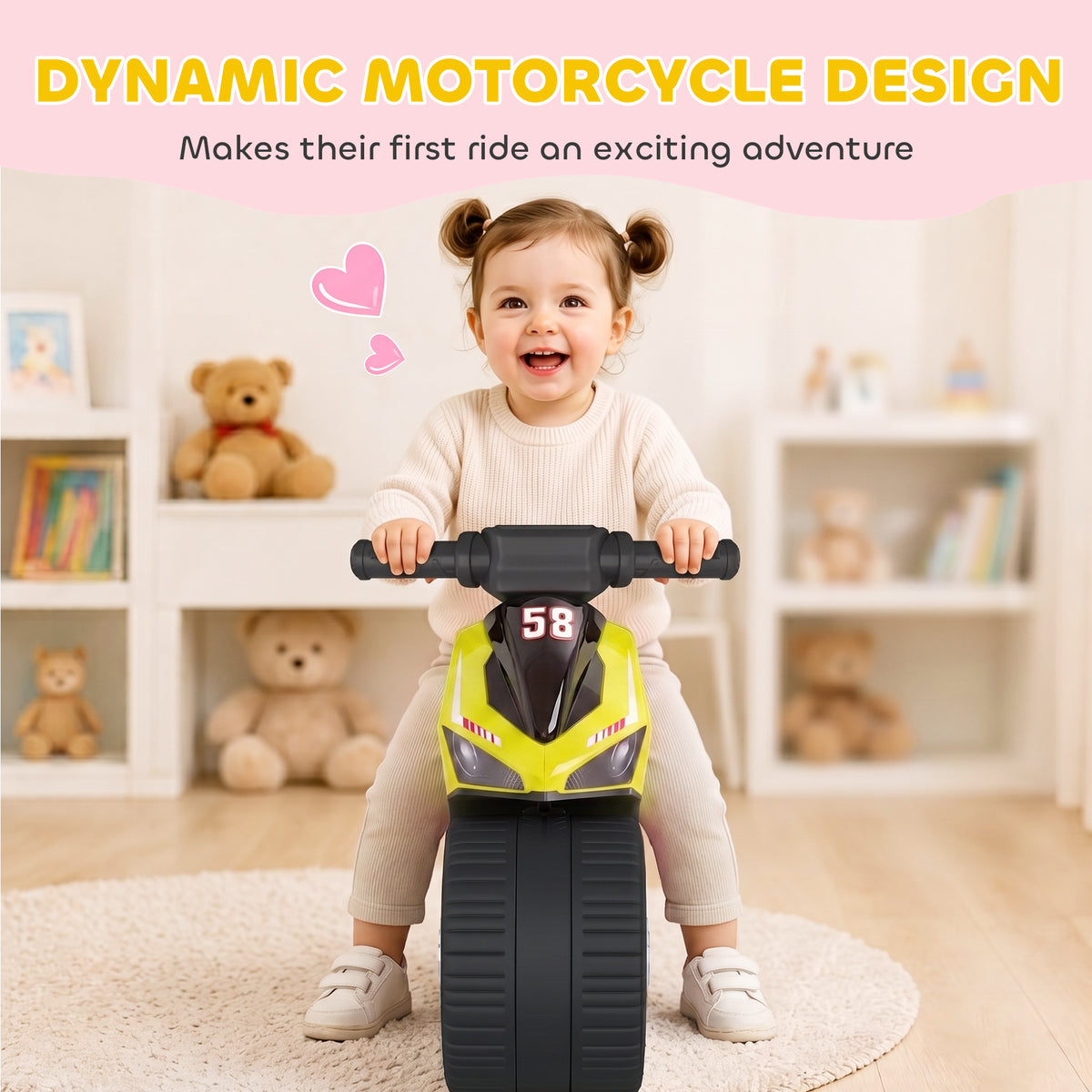 Balance Bike with Music and Wide Tires Baby Balance Bike for Toddlers 1-3 Years-Toys & Games > Baby & Toddler Toys > Riding & Rocking Toys-DECOROLALA