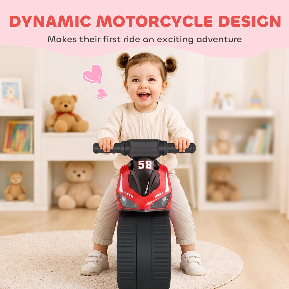 Balance Bike with Music and Wide Tires Baby Balance Bike for Toddlers 1-3 Years-Toys & Games > Baby & Toddler Toys > Riding & Rocking Toys-DECOROLALA