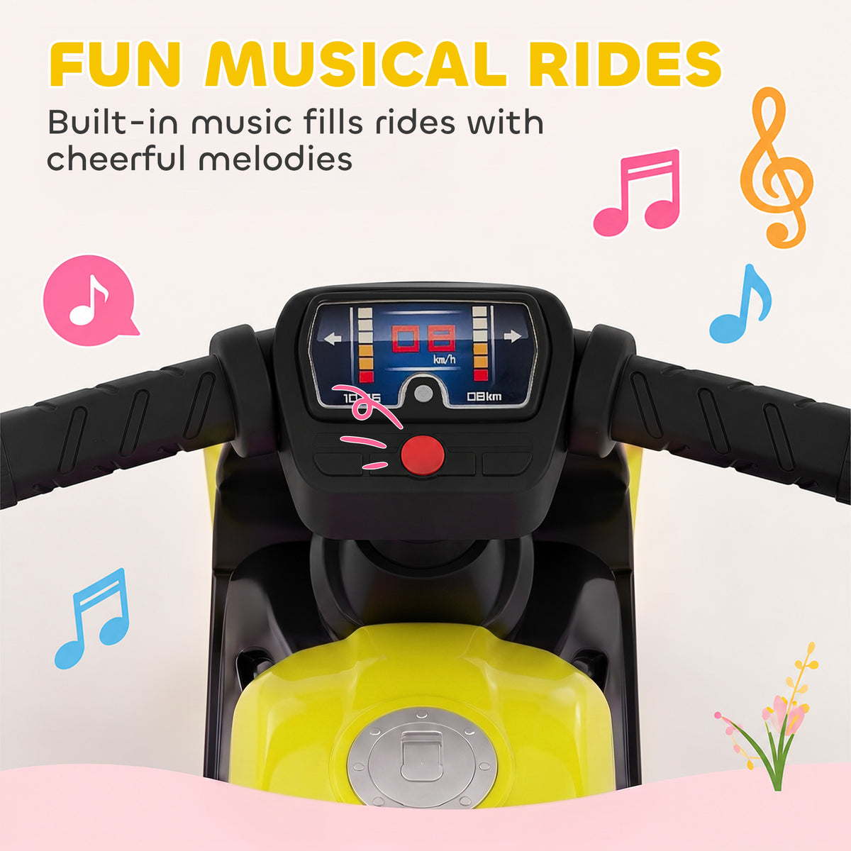 Balance Bike with Music and Wide Tires Baby Balance Bike for Toddlers 1-3 Years-Toys & Games > Baby & Toddler Toys > Riding & Rocking Toys-DECOROLALA