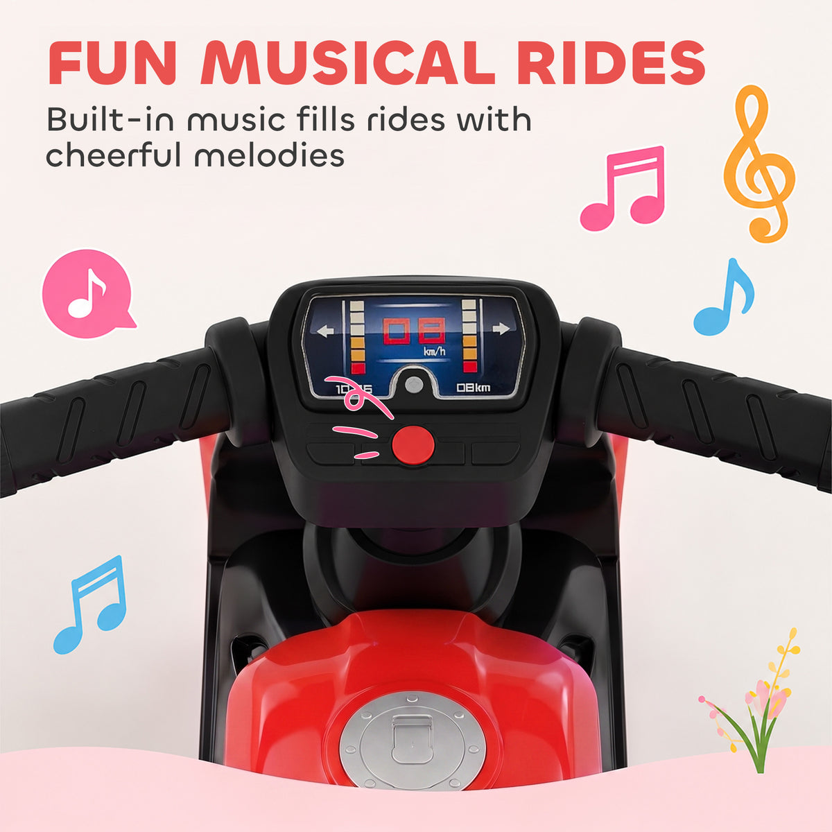 Balance Bike with Music and Wide Tires Baby Balance Bike for Toddlers 1-3 Years-Toys & Games > Baby & Toddler Toys > Riding & Rocking Toys-DECOROLALA