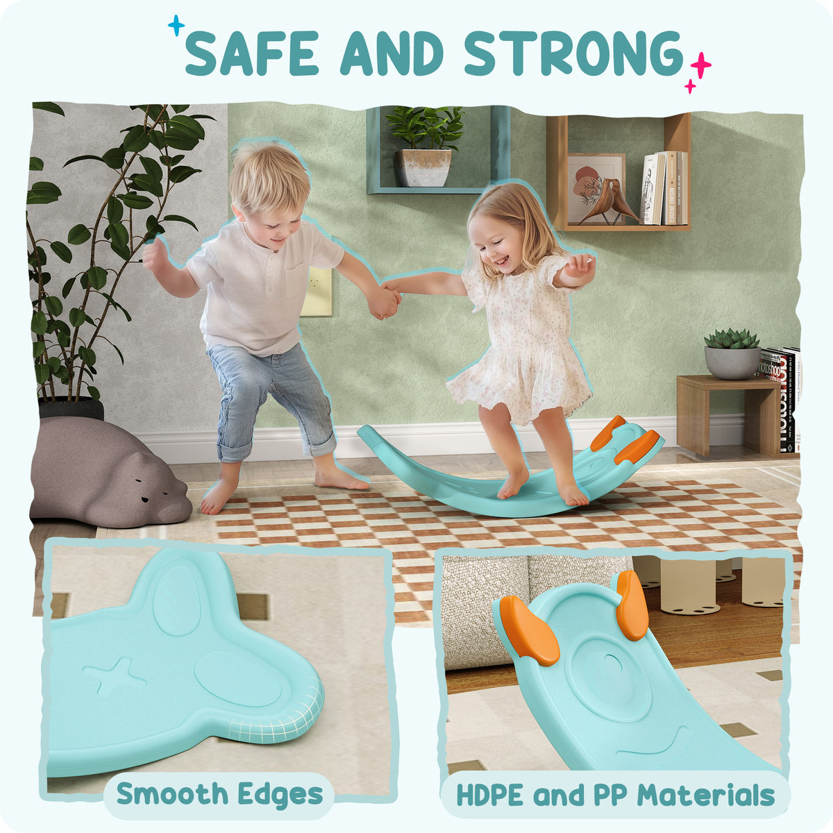 24.4" Kids Balance Board, Wobble Board Toddler Curved Rocker, Preschool Balance & Sensory Play Toy, Ages 3-6-Toys & Games > Baby & Toddler Toys > Kids Gym & Playmats-DECOROLALA