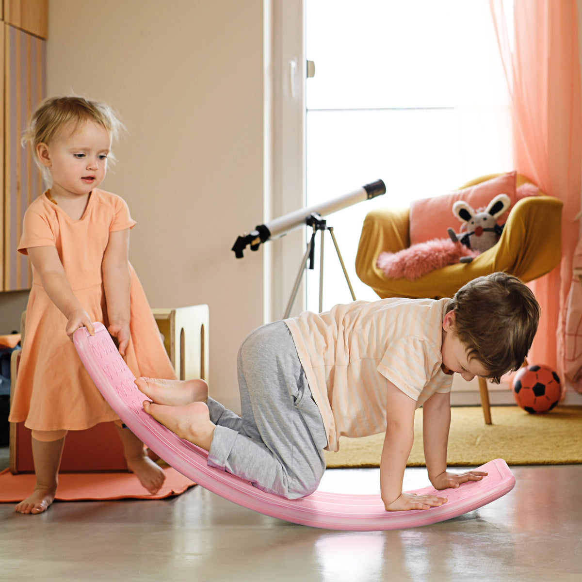 Kids Balance Board - 32.3" Curvy Wobble Board, PE Material-Toys & Games > Baby & Toddler Toys > Kids Gym & Playmats-DECOROLALA