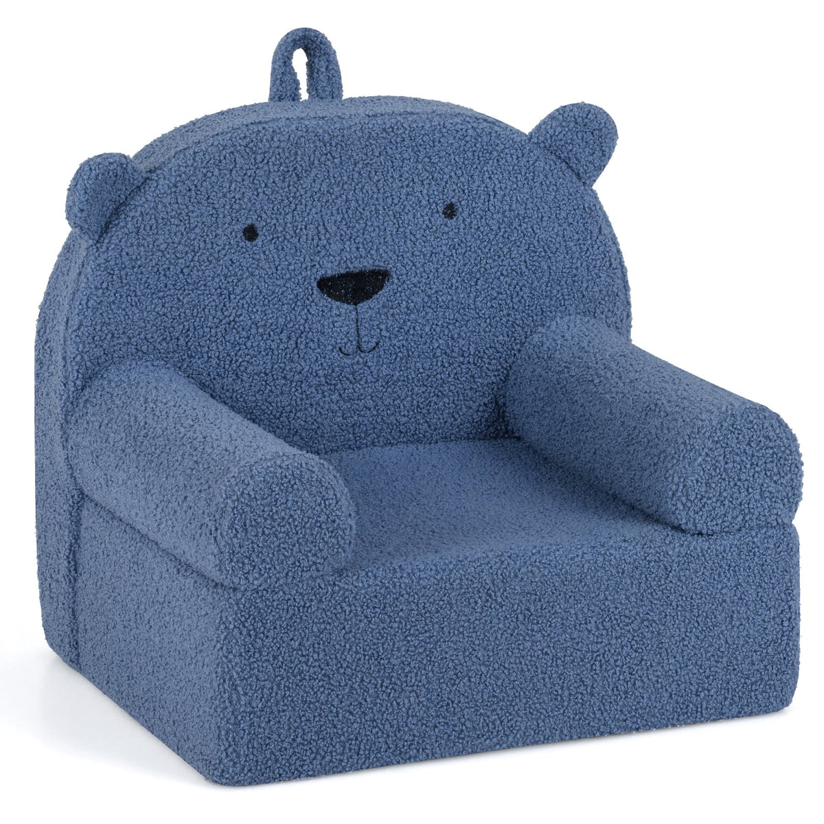 Kids Bear Sofa Toddler Foam Couch with Soft Fleece Fabric Cover-Navy-Kids Chairs-DECOROLALA