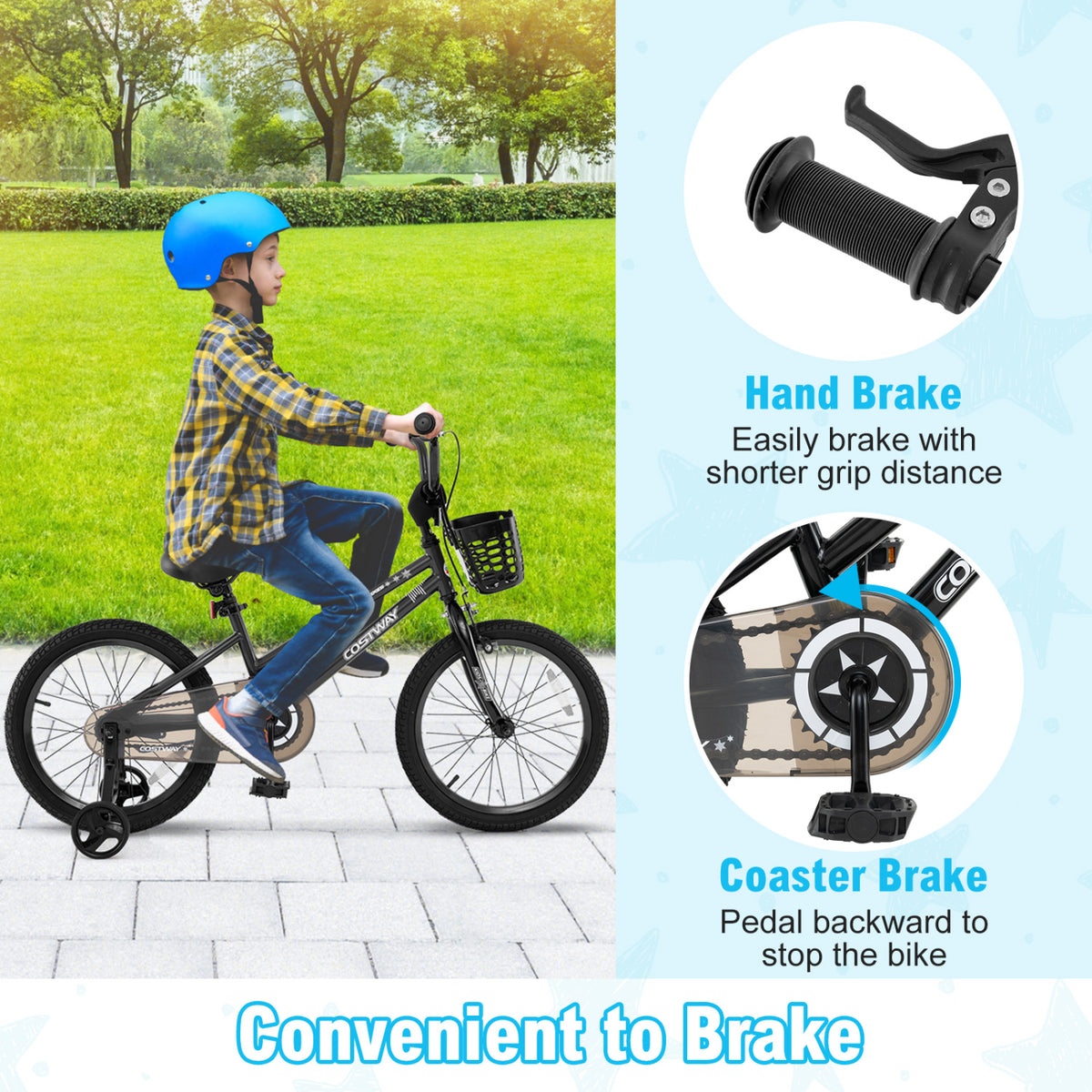 Kids Bike with Basket and Training Wheels - Adjustable Height-Kids Bike-DECOROLALA