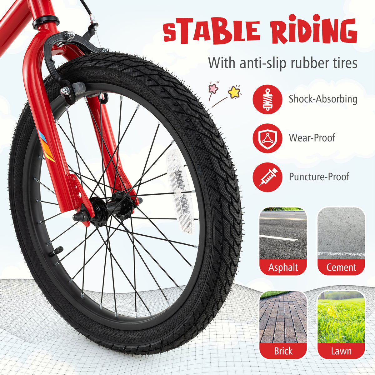 Kids Bike with LED Lights and Training Wheels - Carbon Steel 16"/18"-Kids Bike-DECOROLALA