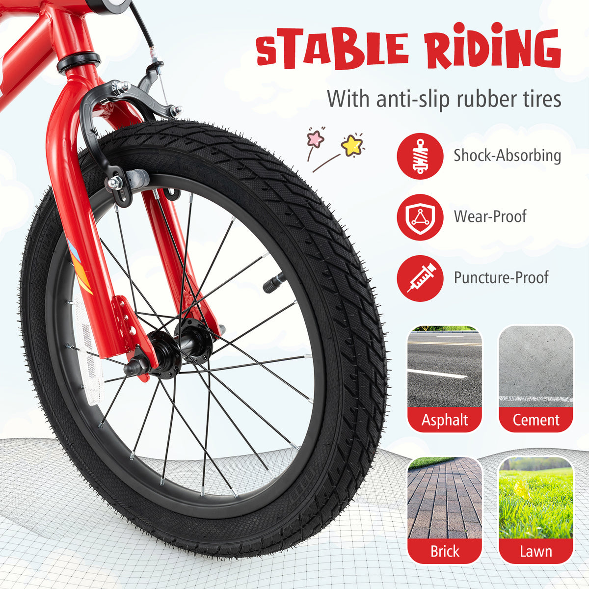 Kids Bike with LED Lights and Training Wheels - Carbon Steel 16"/18"-Kids Bike-DECOROLALA