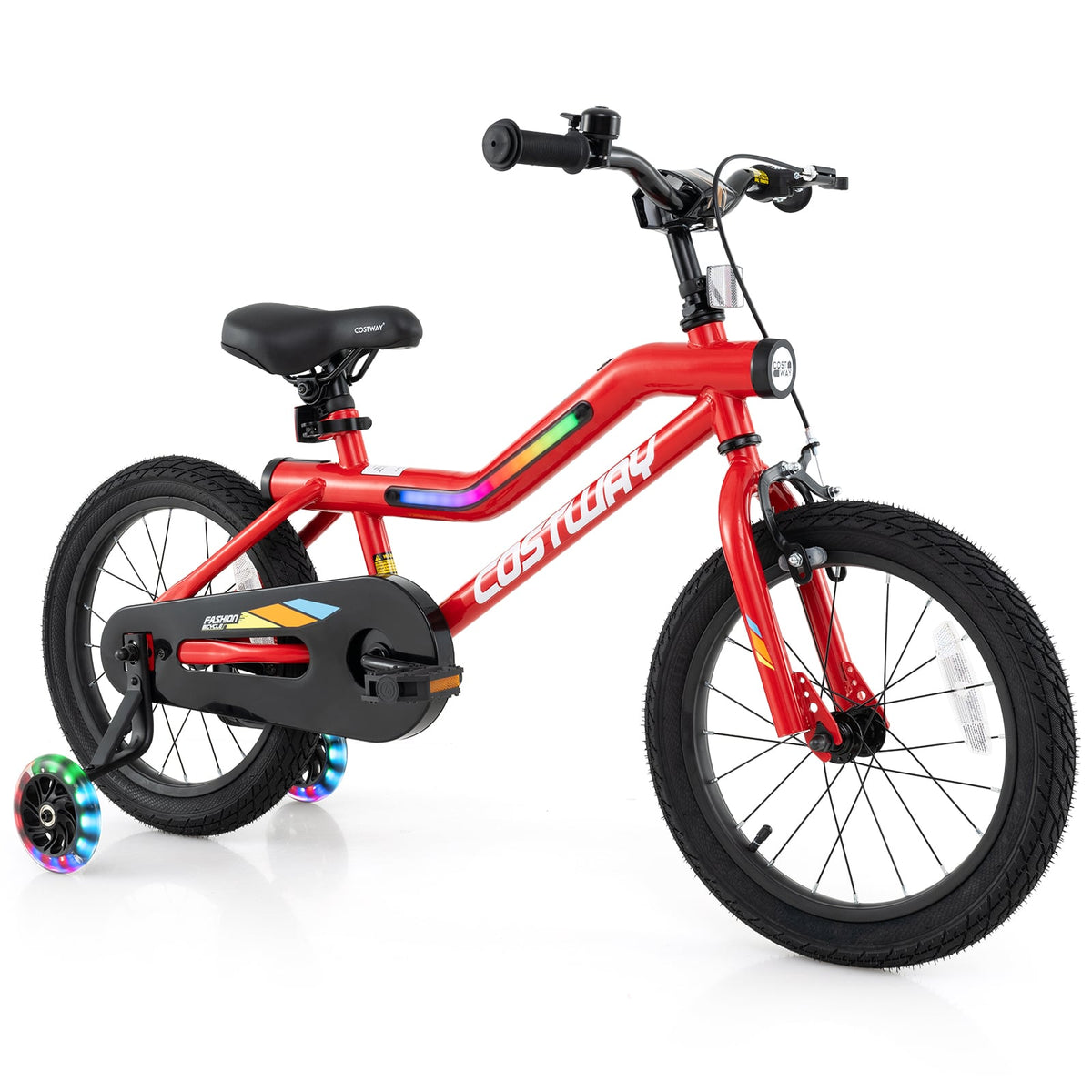 Kids Bike with LED Lights and Training Wheels - Carbon Steel 16"/18"-Kids Bike-DECOROLALA