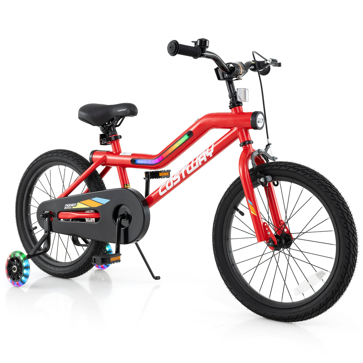 Kids Bike with LED Lights and Training Wheels - Carbon Steel 16"/18"-Kids Bike-DECOROLALA