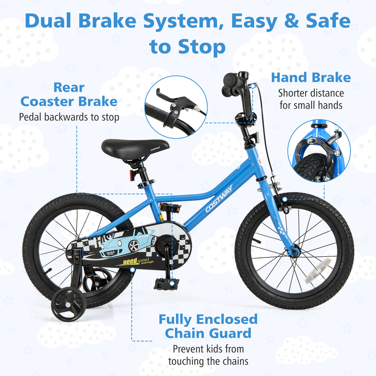 Kids Bike with Removable Training Wheels - Carbon Steel Frame-Kids Bike-DECOROLALA