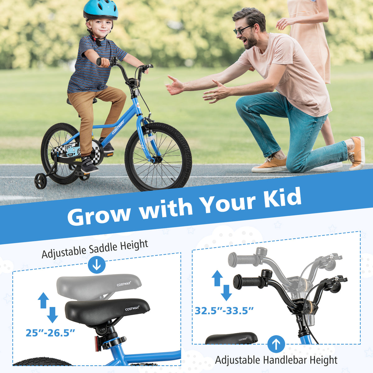 Kids Bike with Removable Training Wheels - Carbon Steel Frame-Kids Bike-DECOROLALA