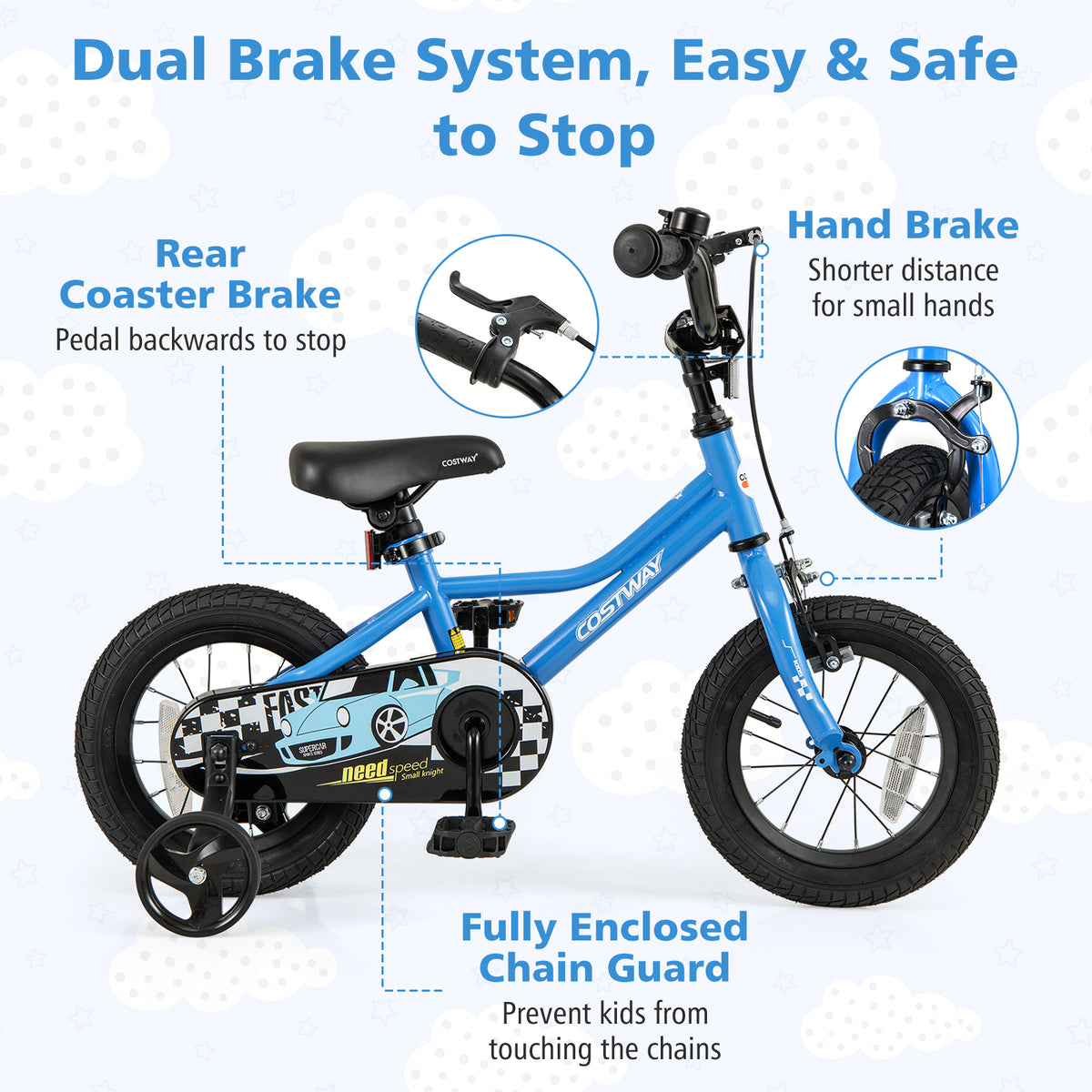 Kids Bike with Removable Training Wheels - Carbon Steel Frame-Kids Bike-DECOROLALA