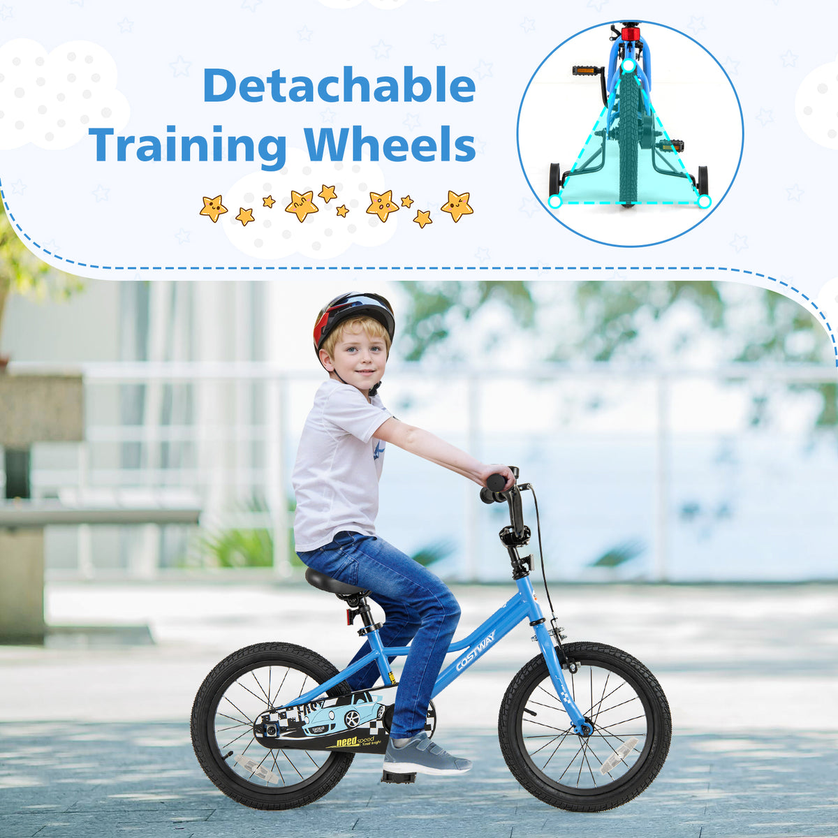 Kids Bike with Removable Training Wheels - Carbon Steel Frame-Kids Bike-DECOROLALA