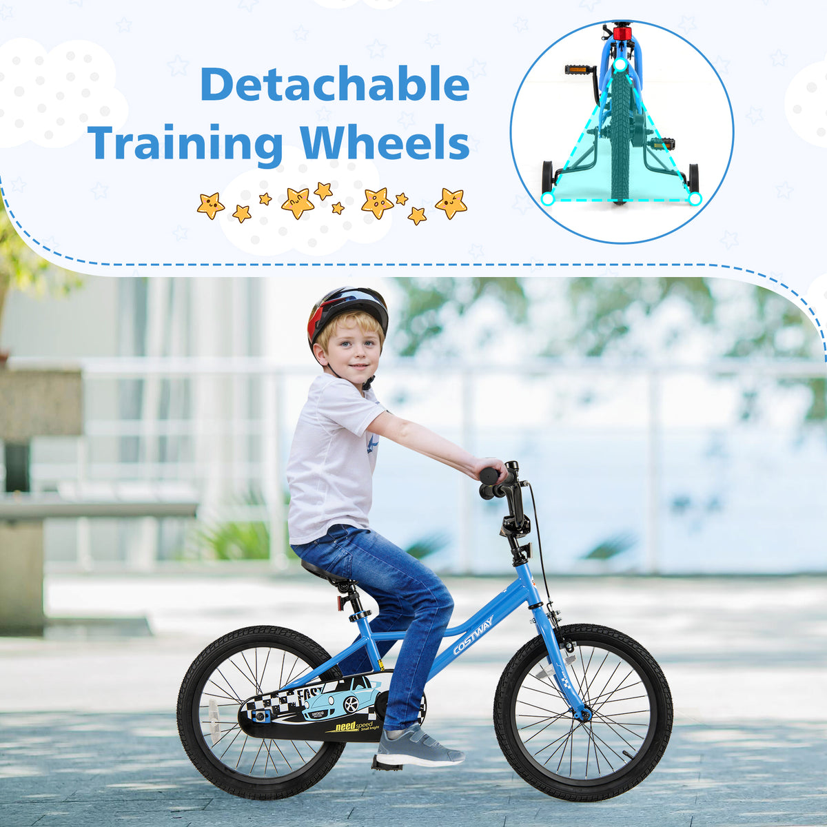Kids Bike with Removable Training Wheels - Carbon Steel Frame-Kids Bike-DECOROLALA