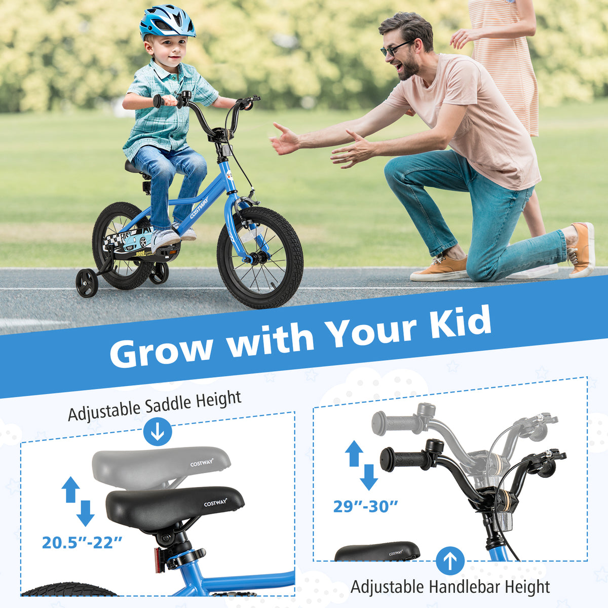 Kids Bike with Removable Training Wheels - Carbon Steel Frame-Kids Bike-DECOROLALA