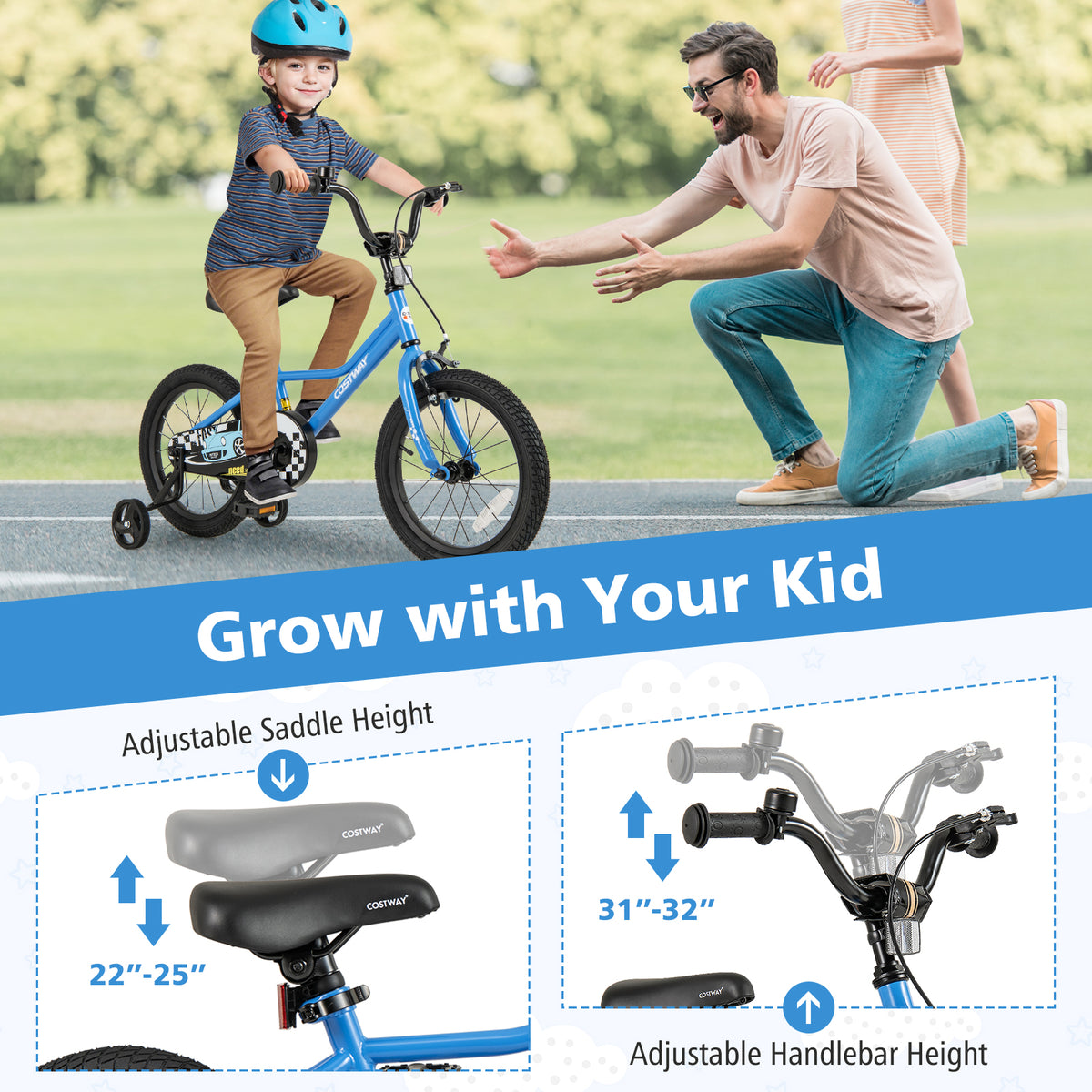 Kids Bike with Removable Training Wheels - Carbon Steel Frame-Kids Bike-DECOROLALA