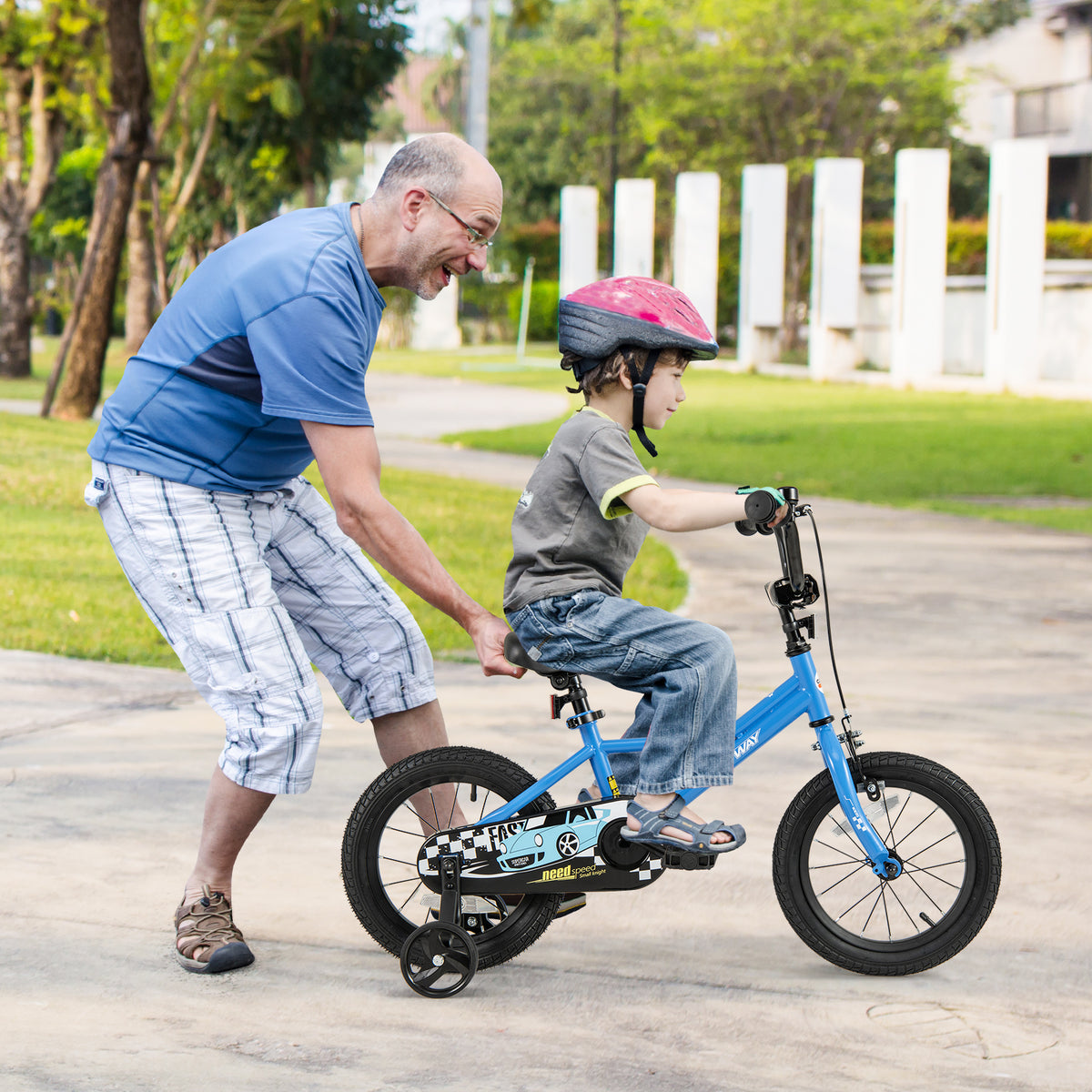 Kids Bike with Removable Training Wheels - Carbon Steel Frame-Kids Bike-DECOROLALA