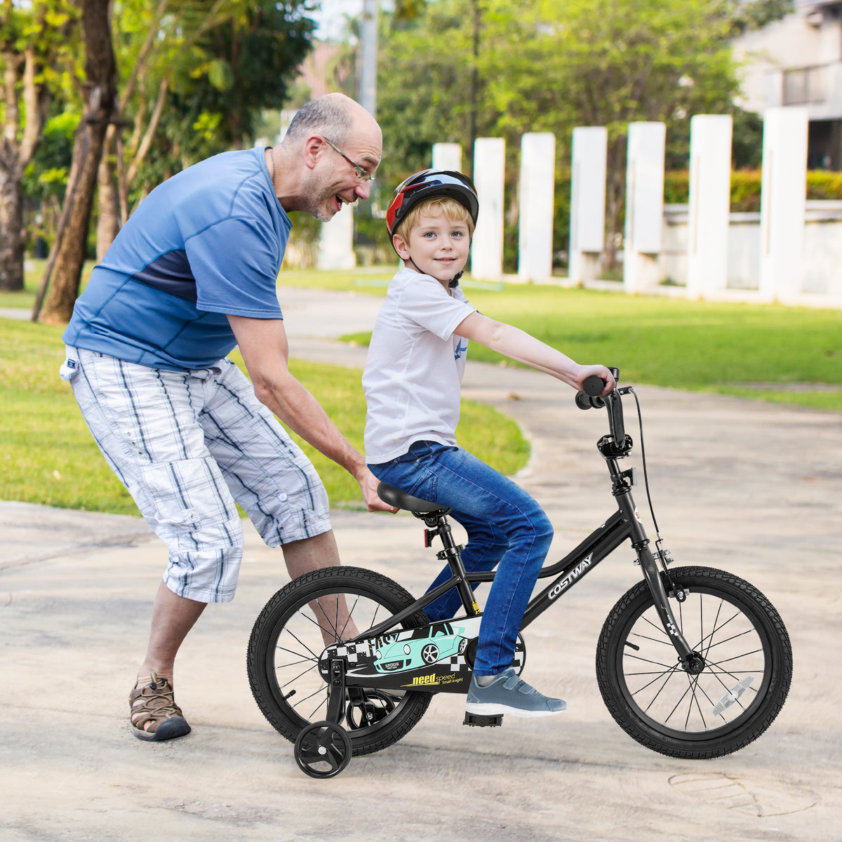 Kids Bike with Training Wheels, Adjustable Carbon Steel Frame-Kids Bike-DECOROLALA