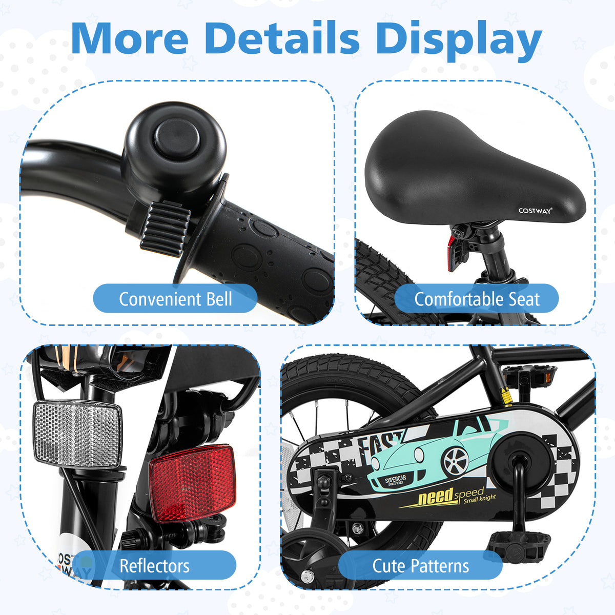 Kids Bike with Training Wheels, Adjustable Carbon Steel Frame-Kids Bike-DECOROLALA