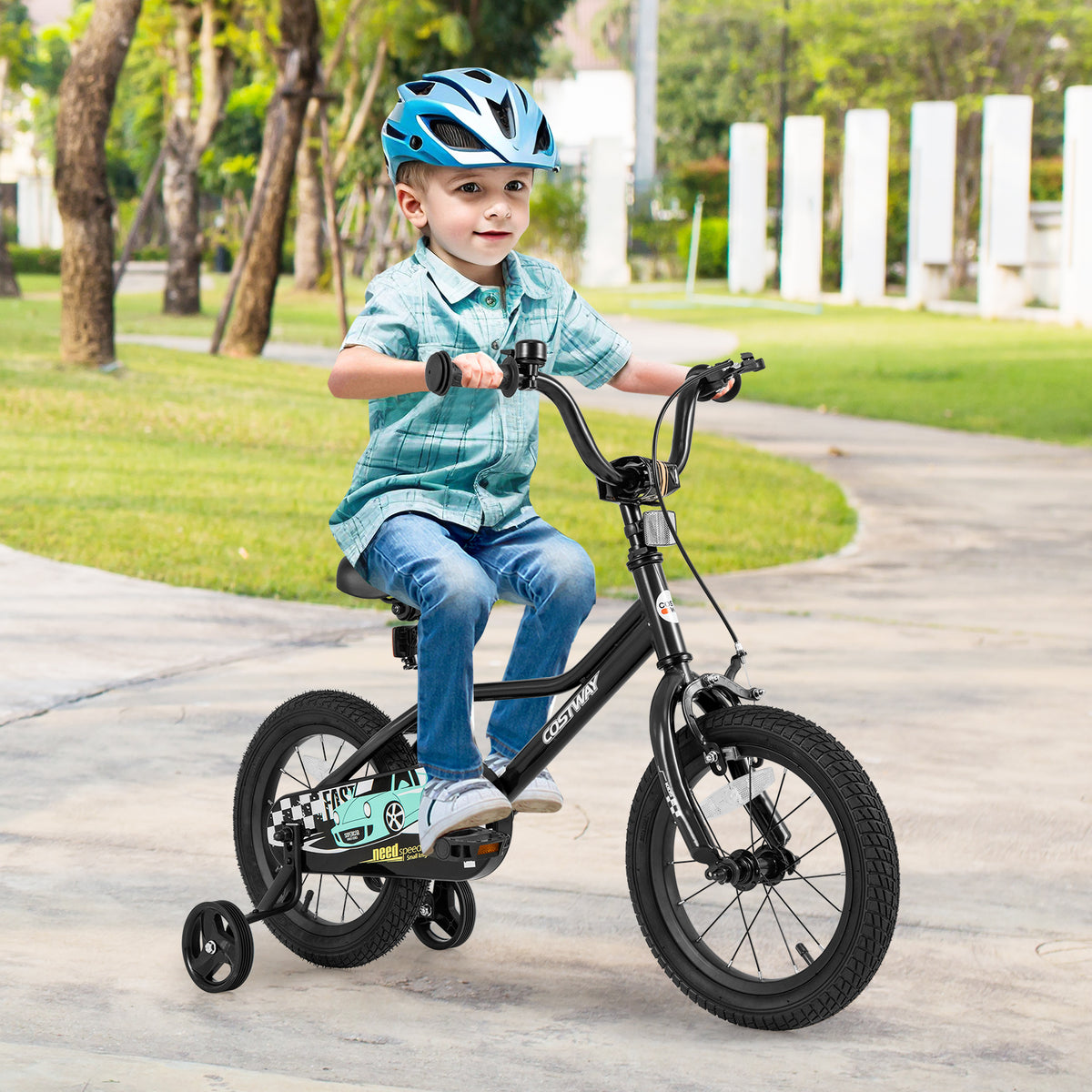 Kids Bike with Training Wheels, Adjustable Carbon Steel Frame-Kids Bike-DECOROLALA