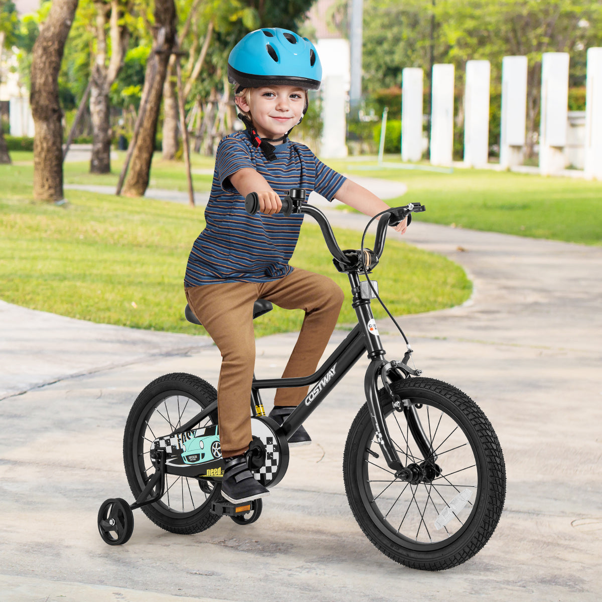 Kids Bike with Training Wheels, Adjustable Carbon Steel Frame-Kids Bike-DECOROLALA